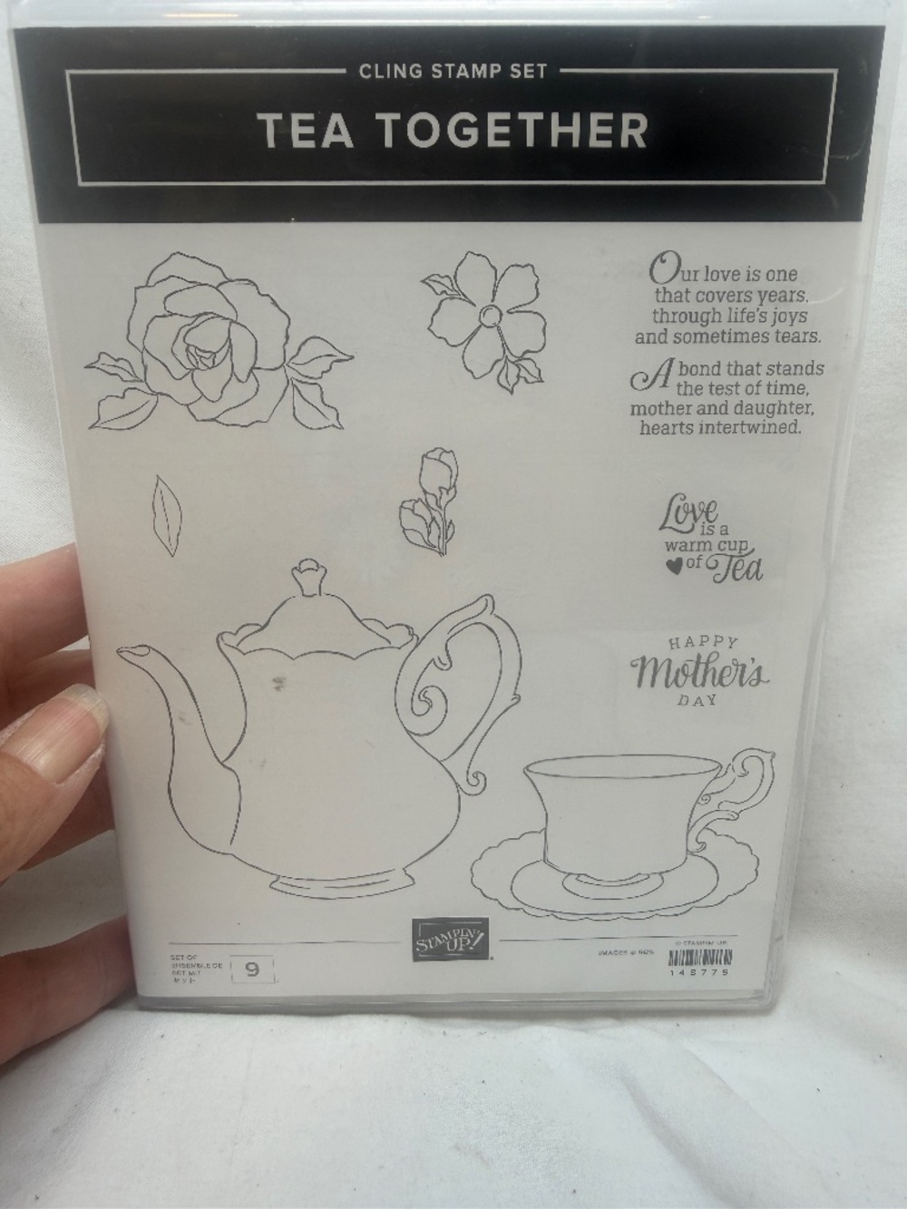 Stampin Up Cling Stamp Set Tea Together 9 pieces Scrapbooking Card Making